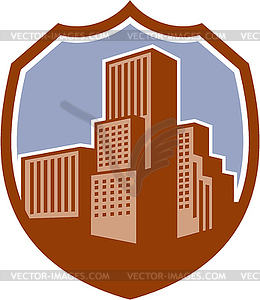 Городской небоскреб здания Щит Ретро - клипарт в векторе / векторное изображение