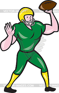 American Football QB Throwing Retro - vector image