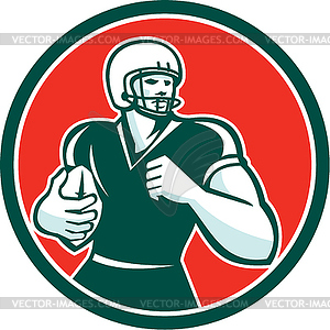 American Football Running Back Circle Retro - vector clip art