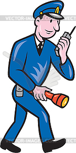 Policeman Torch Radio Cartoon - vector image