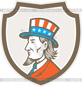 Uncle Sam American Side Shield Crest - vector image