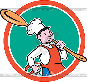 Chef Cook Marching Spoon Circle Cartoon - color vector clipart