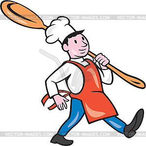 Chef Cook Marching Spoon Cartoon - vector clip art