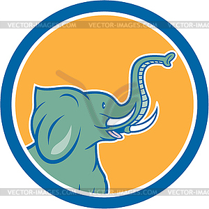 Elephant Head Side Circle Cartoon - royalty-free vector clipart