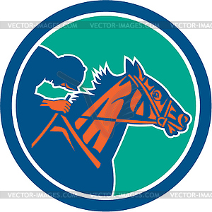 Horse Jockey Racing Circle Retro - vector clip art