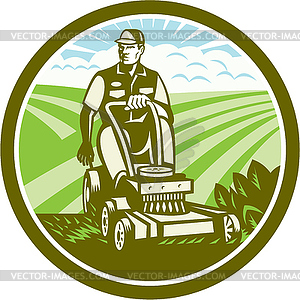 Ride On Lawn Mower Vintage Retro - vector image