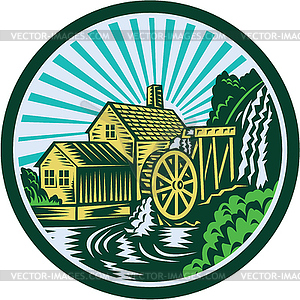 Watermill House Circle Retro - vector clip art