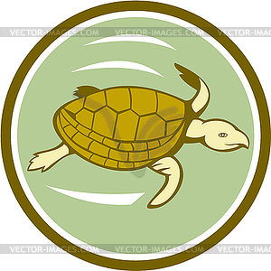 Sea Turtle Swimming Circle Cartoon - vector image