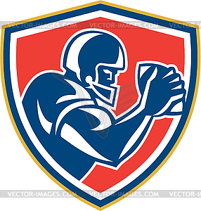 American Football Player Ball Side Shield - color vector clipart