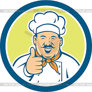 Chef Cook Happy Thumbs Up Circle Retro - vector image