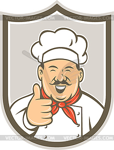 Chef Cook Happy Thumbs Up Shield Retro - vector clipart