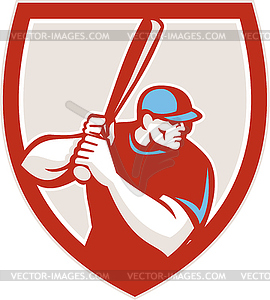 Baseball Player Batter Hitter Shield Retro - vector clipart