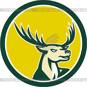 Deer Stag Buck Head Circle Retro - vector image