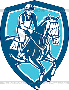 Equestrian Show Jumping Shield Retro - vector image