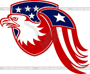 American Eagle Stars and Stripes Flag Shield Retro - vector image