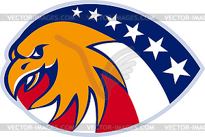 American Eagle Head Stars And Stripes flag - vector clipart