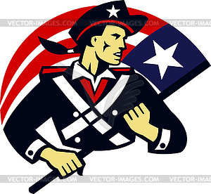 Американский Patriot Minuteman Флаг Ретро - изображение векторного клипарта