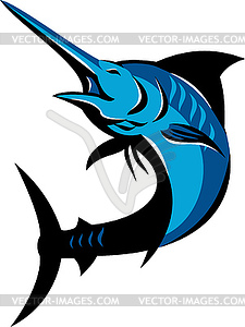 Blue Marlin Fish Jumping Retro - vector image