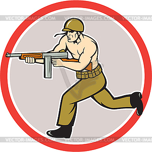 World War Two Soldier American Tommy Gun - vector clip art