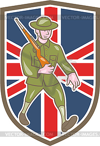 World War One Soldier British Marching Cartoon - vector clip art