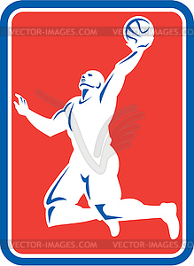 Basketball Player Rebounding Lay-Up Ball Rectangle - vector clip art