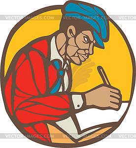 African-American Writer Journalist Woodcut Linocut - vector clip art