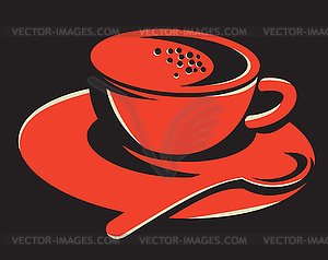 Coffee Cup Bubbles Spoon Retro - vector image