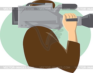 Cameraman Movie Video Camera Side Retro - vector image