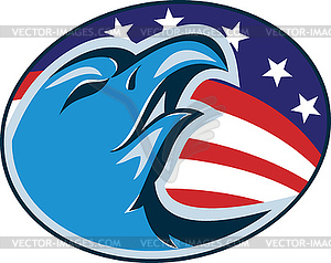 American Bald Eagle Head Flag Retro - vector clip art