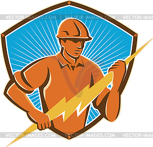 Electrician Construction Worker Retro - vector image