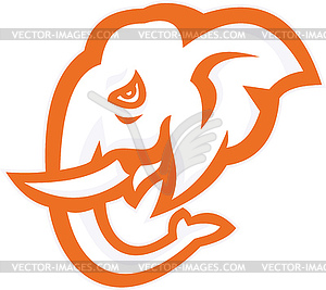 Elephant Head Side Retro - vector clipart