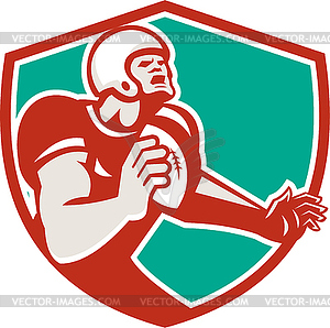 Злой игрок в американский футбол щит Ретро - стоковое векторное изображение