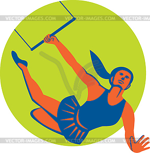 Acrobat Flying Trapeze Act Circle Retro - vector clipart