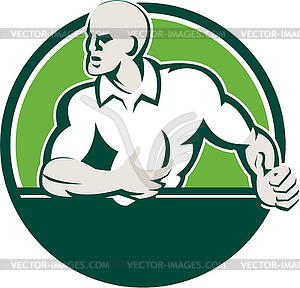 Rugby Player Running Ball Circle Retro - vector clip art