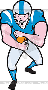 American Football Running Back Fending Cartoon - vector image