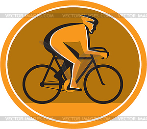 Cyclist Riding Bicycle Cycling Racing Circle Retro - vector clipart