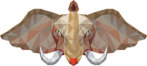 Elephant Head Tusk Low Polygon - royalty-free vector clipart