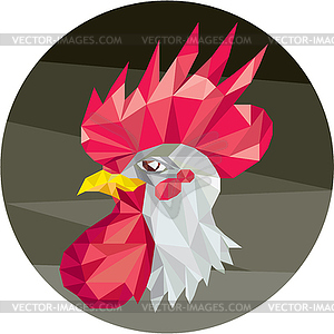 Курица Петух головой из стороны низкого Полигон - клипарт в векторном виде