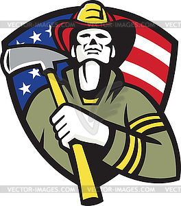 American Fireman Firefighter Emergency Worker - vector image