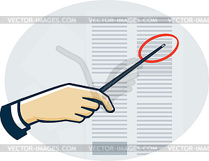 Hand With Pointer Pointing Data Sheet Retro - vector clipart
