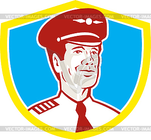 Aircraft Pilot Aviator Shield Retro - vector clip art