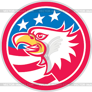 Американский белоголовый орлан Глава Флаг Круг Ретро - клипарт Royalty-Free