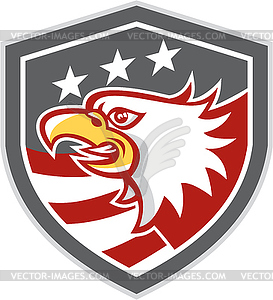 American Bald Eagle Head Flag Shield Retro - vector image