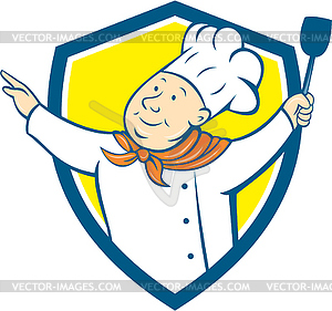 Шеф-повар руку, Шпатель Щит Мультяшный - векторизованное изображение
