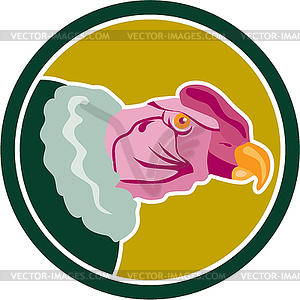 California Condor Head Circle Retro - vector clipart