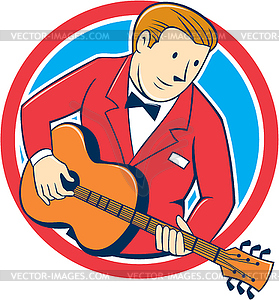 Musician Guitarist Playing Guitar Circle Cartoon - vector clipart / vector image