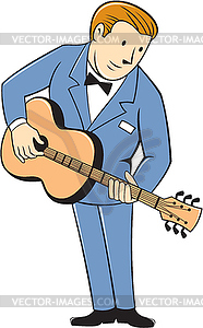 Musician Guitarist Standing Guitar Cartoon - vector image