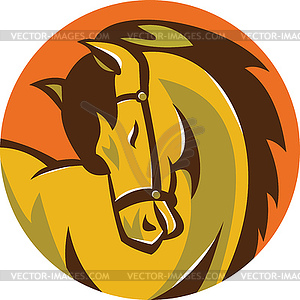 Horse Stallion Head Circle Retro - vector clip art