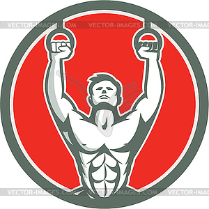 Kipping мышц до Cross-Fit Круг Ретро - векторная графика