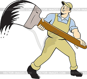 House Painter Giant Paintbrush Cartoon - royalty-free vector clipart